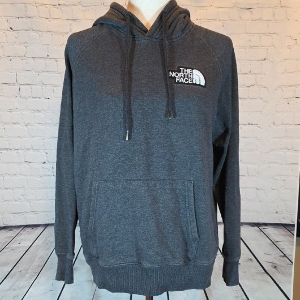 The North Face Hoodie Womens Medium Gray Good Pullover Logo Raglan Heathered